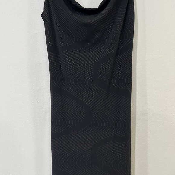 Vintage City Triangles Classy Scoop Neck Midi Shimmer Sparkle Black Dress Medium - Picture 3 of 8